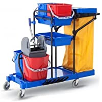 Carro de limpieza multifunción completo CLIMPRO. Carro de limpieza profesional COMPLETO con doble cubo con prensa- cubos…